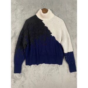 Lululemon Sweater Womens 4 Navy White Gray LW3GLES Ombre High Neck Boucle Wool